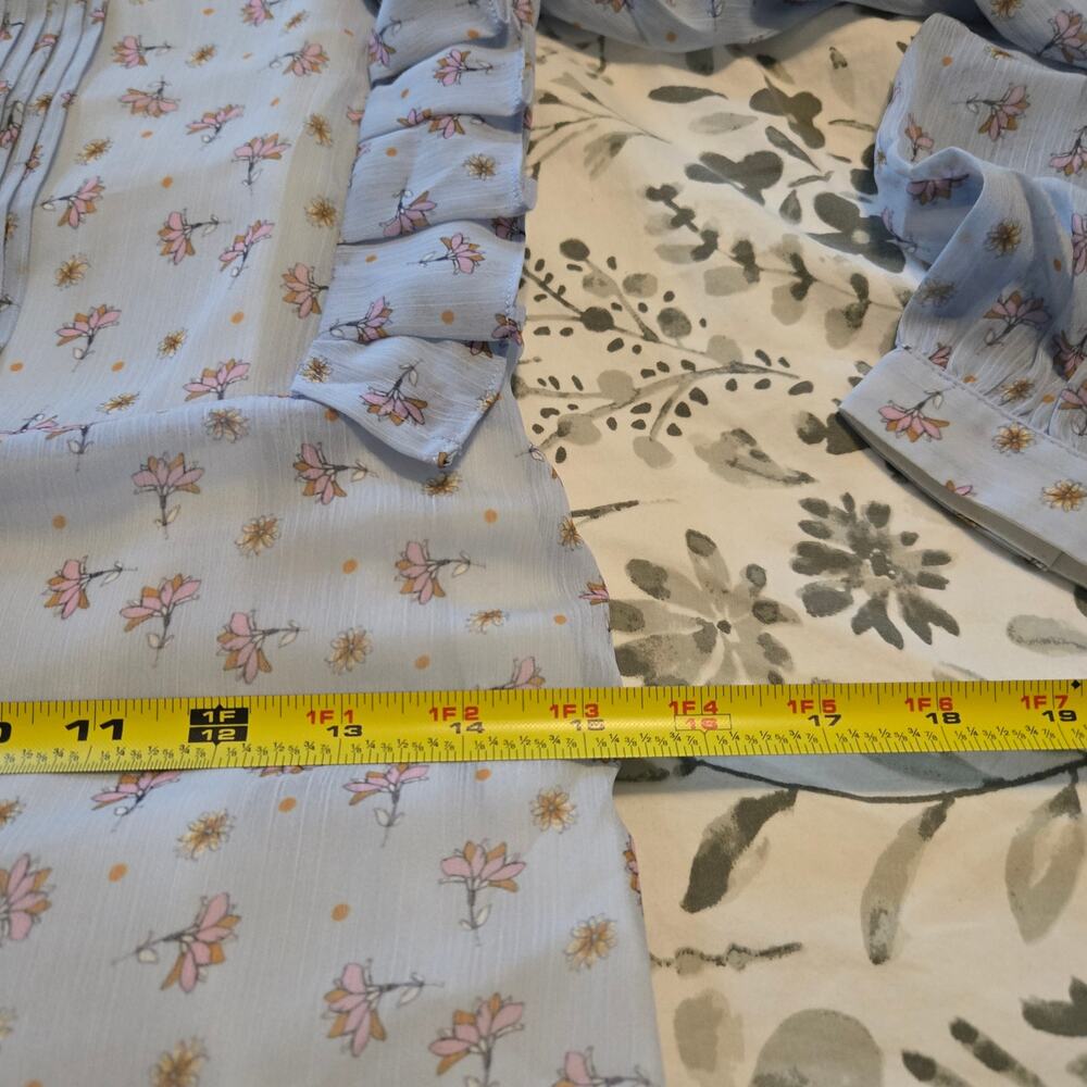 Endless rose Sheer baby blue floral Fairy Pleated tiered Cottagecore Sz Small - Picture 11 of 13